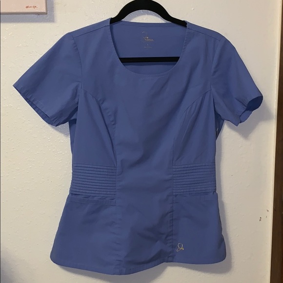 Jaanuu Tops - Small Ceil Blue Pintuck style Jaanuu Scrub Top